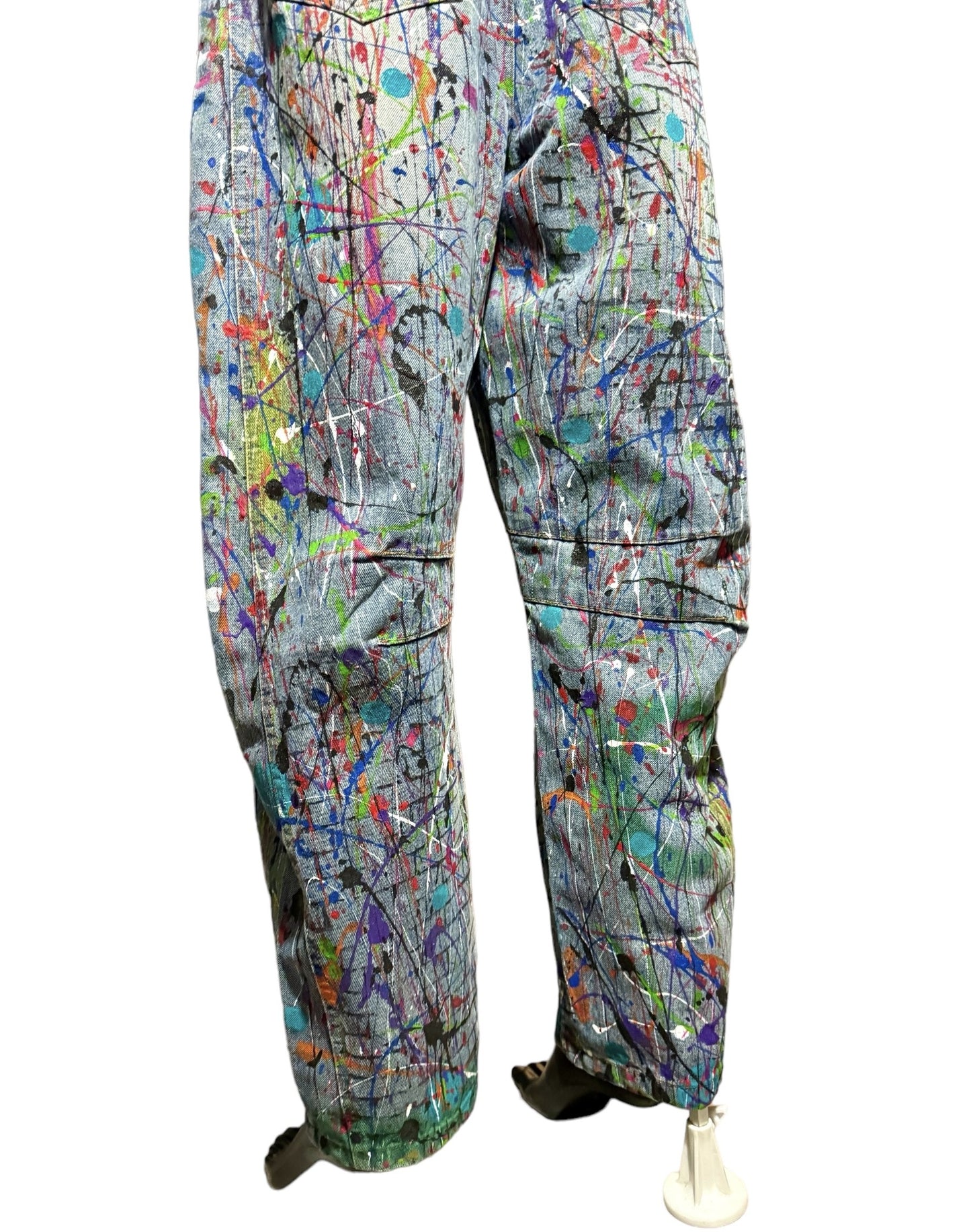 Wearable Art - Hand Painted Barrel Jeans For Women (Size 8)