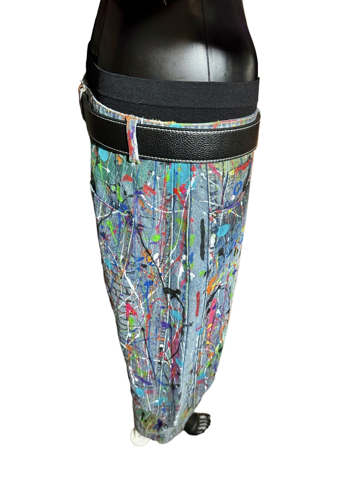 Wearable Art - Hand Painted Barrel Jeans For Women (Size 8)