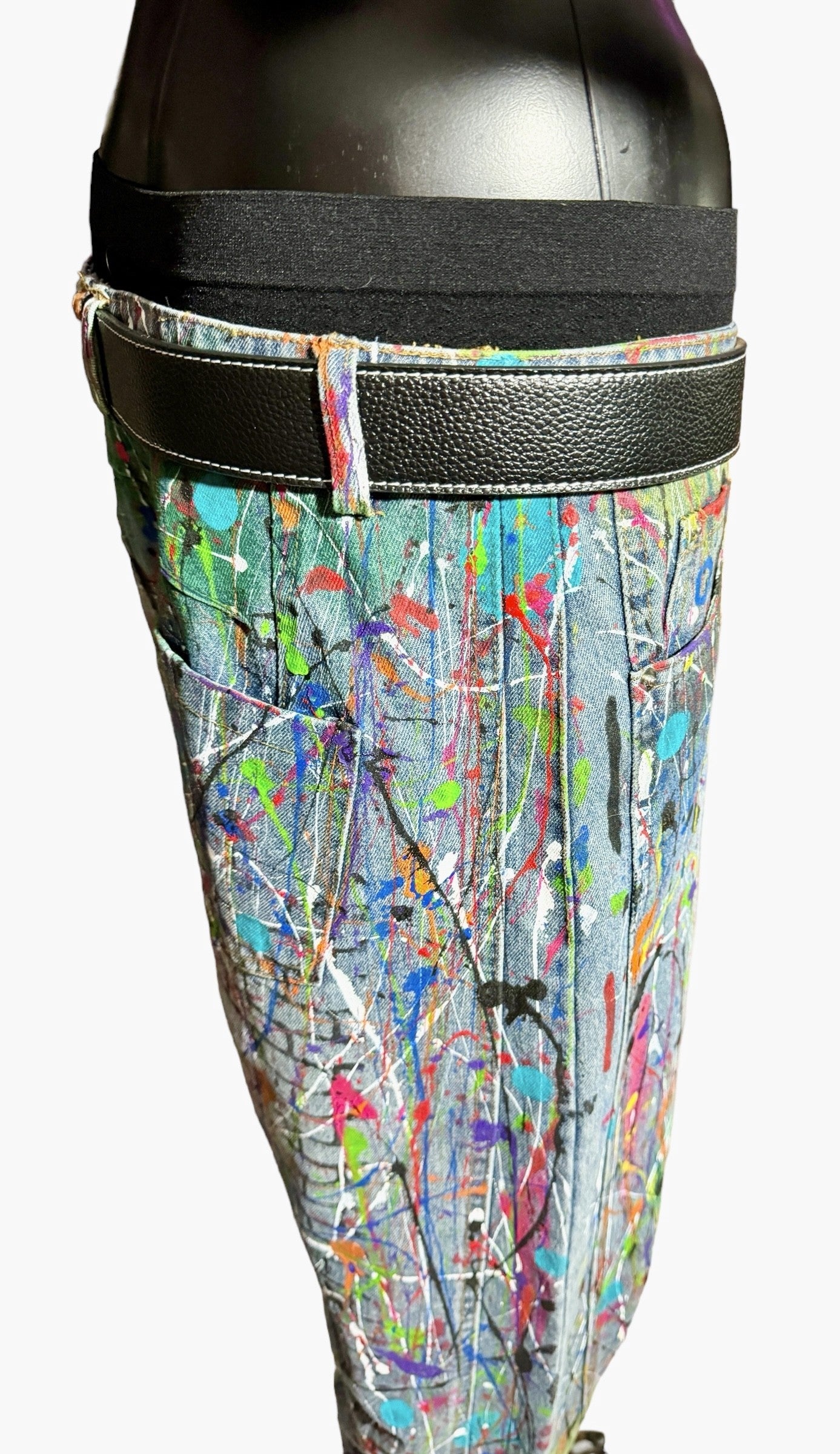 Wearable Art - Hand Painted Barrel Jeans For Women (Size 8)