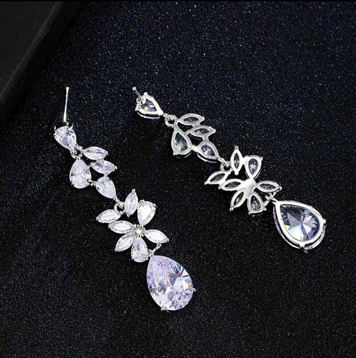 Custom Made: Luxurious Teardrop CZ Water Drop Bridal Earrings  (5.5cm)