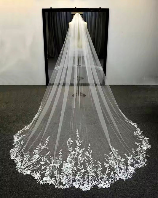 Custom Made: Glamorous Sparkly 138” Long Cathedral Bridal Veil Wedding Veil 