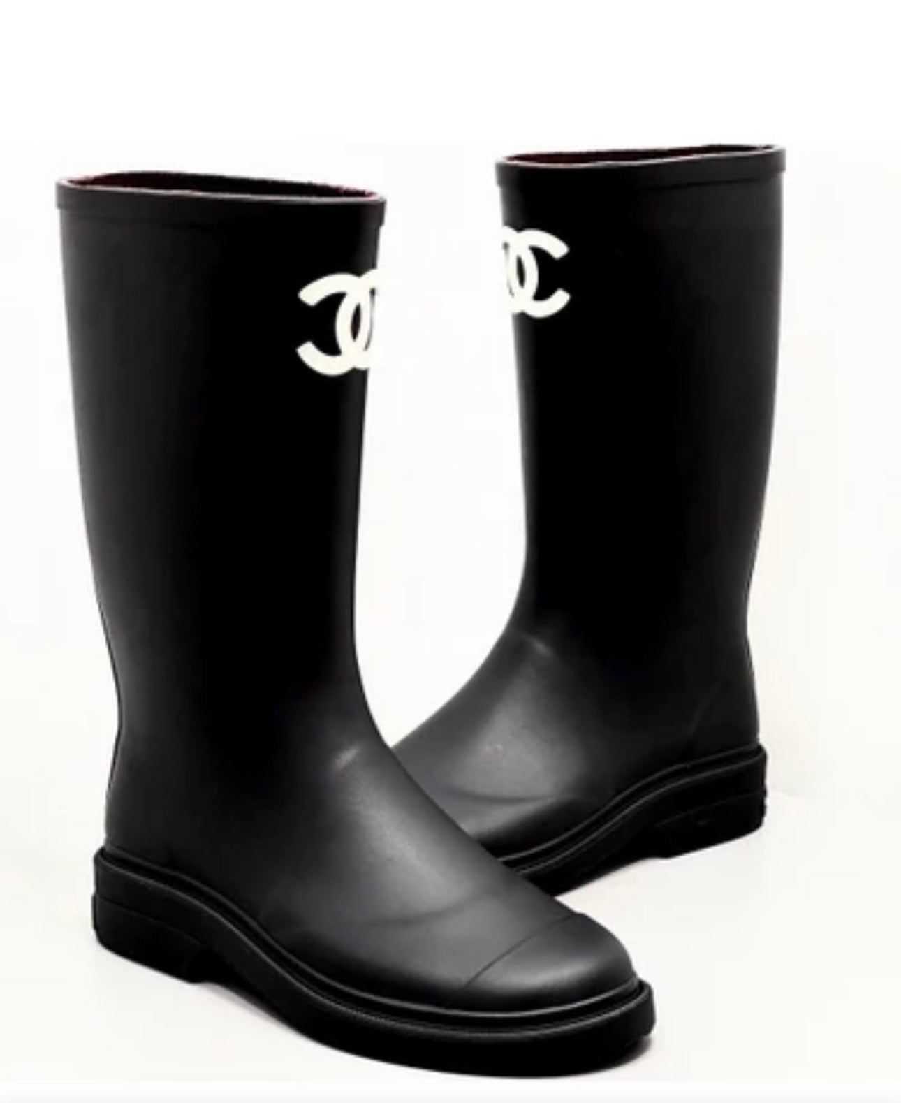 1-Featured - Chanel-Inspired Black Rubber Rain Boots