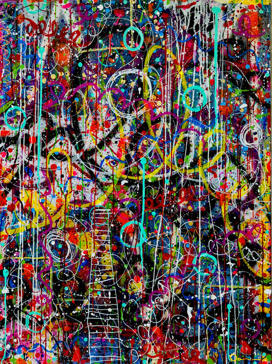 0-Featured - Chaos Inside Me (36x48) -  Large abstract mixed media fine art canvas wall art painting
