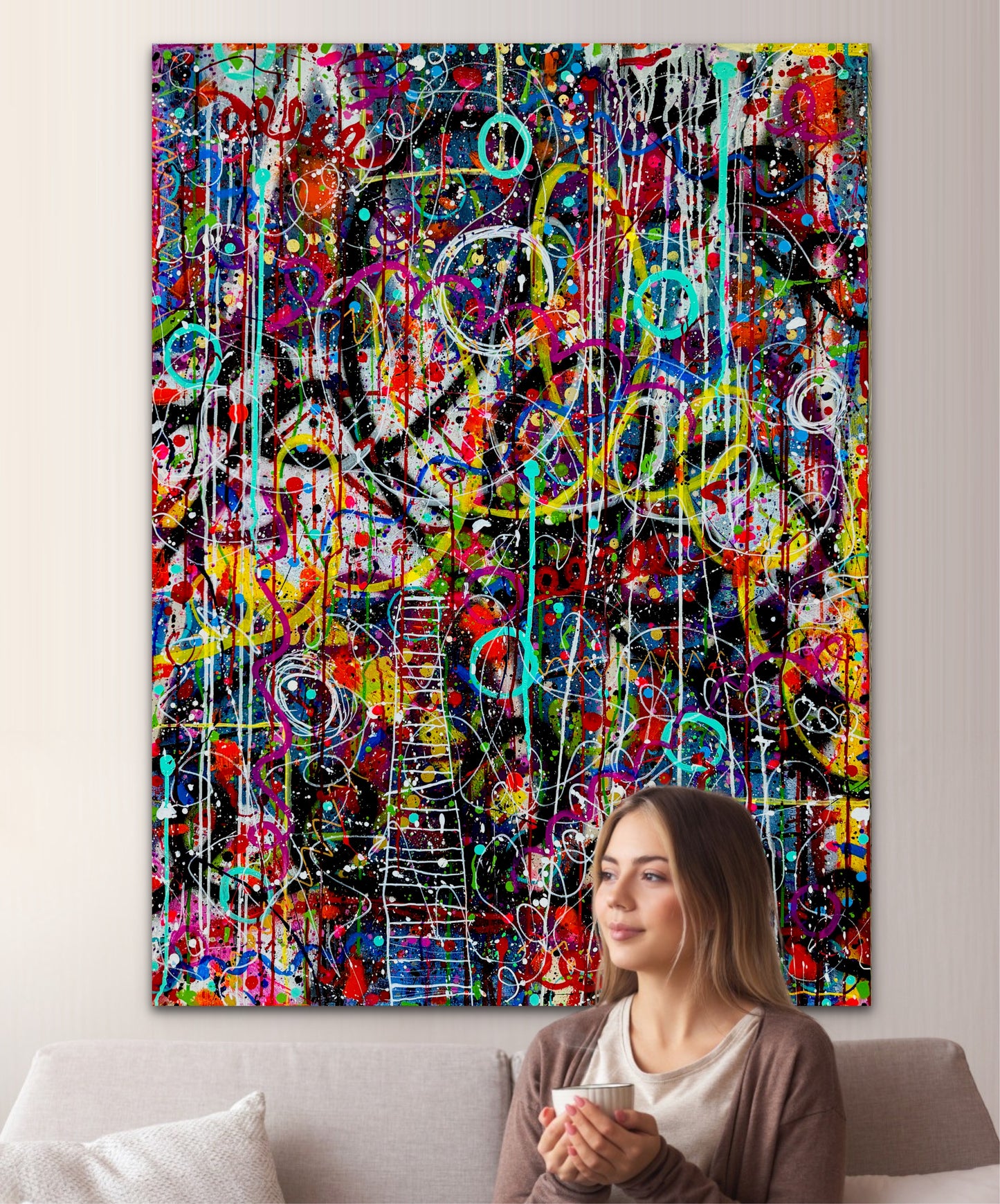 0-Featured - Chaos Inside Me (36x48) -  Large abstract mixed media fine art canvas wall art painting