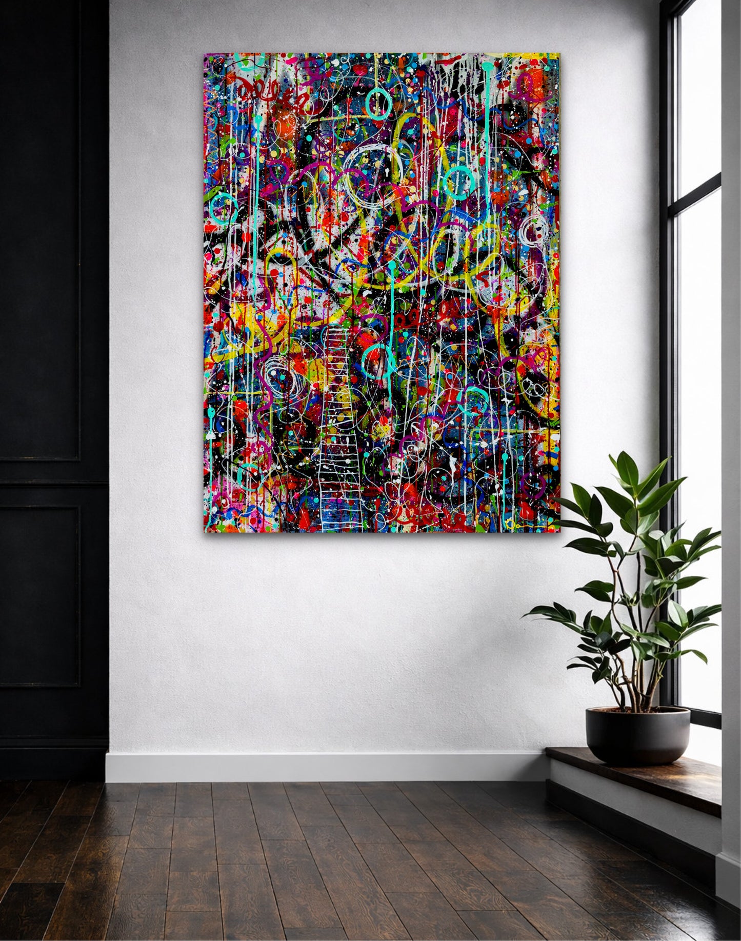 0-Featured - Chaos Inside Me (36x48) -  Large abstract mixed media fine art canvas wall art painting