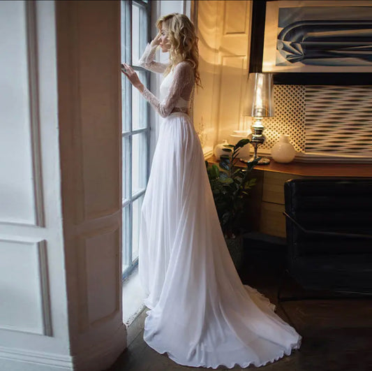 Custom Made: Elegant Chiffon Long Bridal Maxi Skirt. White/Ivory/Black/Grey/Red (Sizes: XS-4XL)