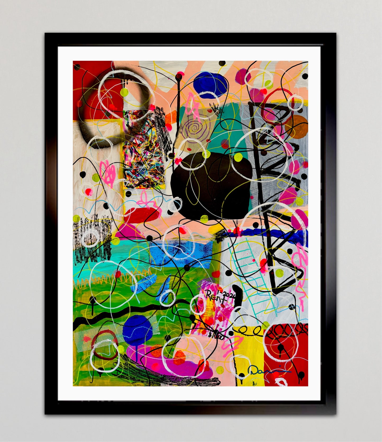 0-Featured - “The Day The Colors Had Too Much Coffee” (22x30) - Original Abstract Painting Mixed Media On Yasutomo Art Mineral Paper by Dani Wilson