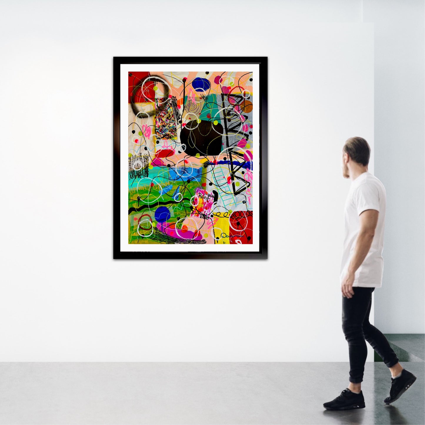 0-Featured - “The Day The Colors Had Too Much Coffee” (22x30) - Original Abstract Painting Mixed Media On Yasutomo Art Mineral Paper by Dani Wilson