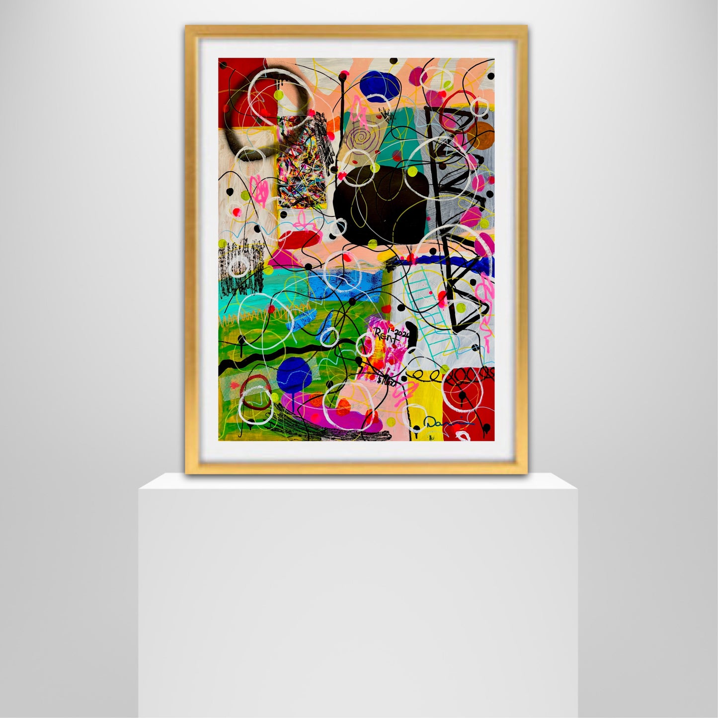 0-Featured - “The Day The Colors Had Too Much Coffee” (22x30) - Original Abstract Painting Mixed Media On Yasutomo Art Mineral Paper by Dani Wilson