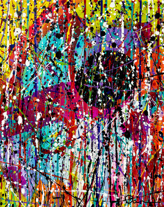 Colorburst Symphony (16x20) - Original Mixed Media Abstract Signed Painting On Canvas by Dani Wilson 