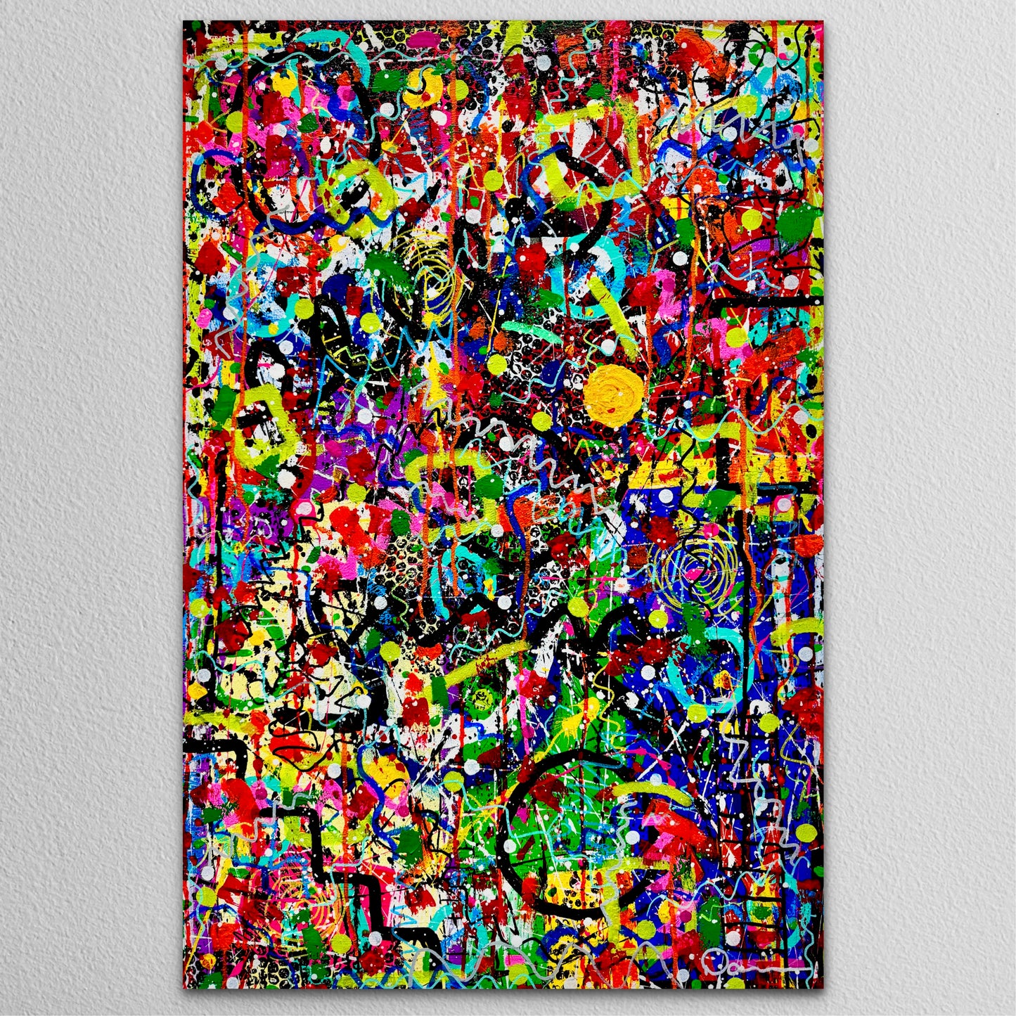 2-Featured - Controlled Chaos (24x48)  - Abstract mixed media deep premium canvas wall art painting