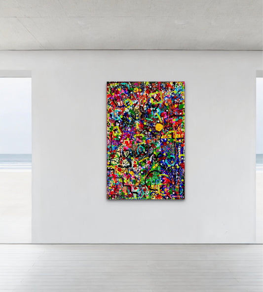 0-Featured - Controlled Chaos (24x48)  - Abstract mixed media deep premium canvas wall art painting