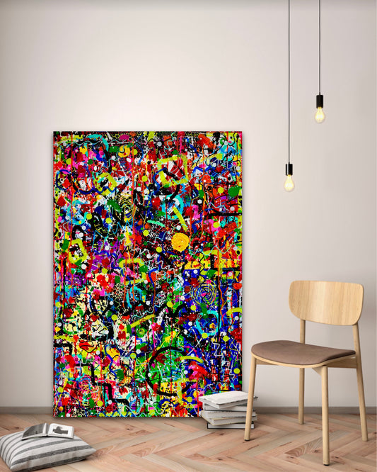 0-Featured - Controlled Chaos (24x48)  - Abstract mixed media deep premium canvas wall art painting