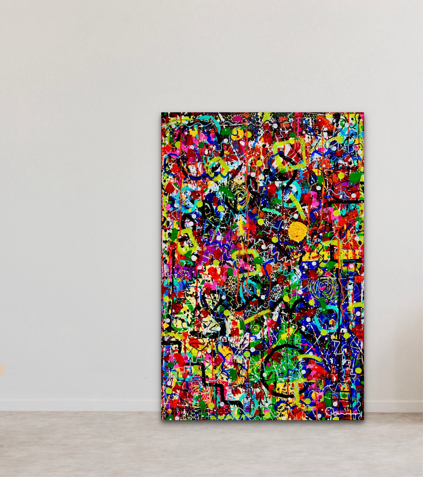 2-Featured - Controlled Chaos (24x48)  - Abstract mixed media deep premium canvas wall art painting