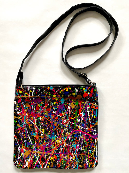 Vegan Leather Hand Painted Crossbody Bag by Dani Wilson (10x10)