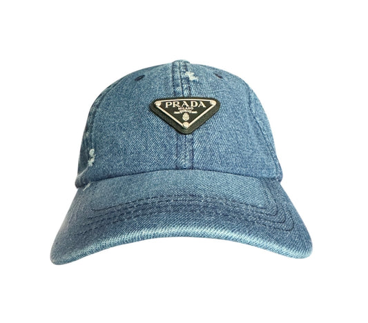 Repurposed Prada Distressed Denim Ball Cap For Men And Women by Dani Wilson 