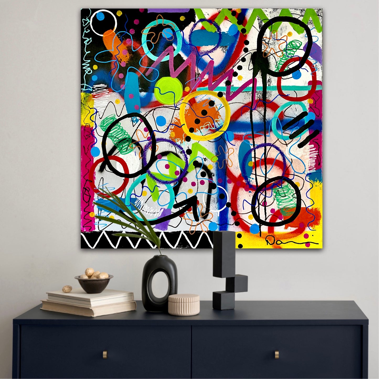 Easy Way Out (24x24) - Mixed media graffiti style canvas painting