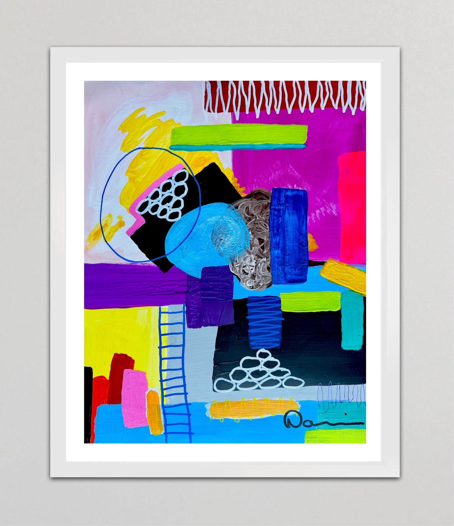 2-Featured Electric Playground (11x14) Gouache painting on Yasutomo art mineral paper