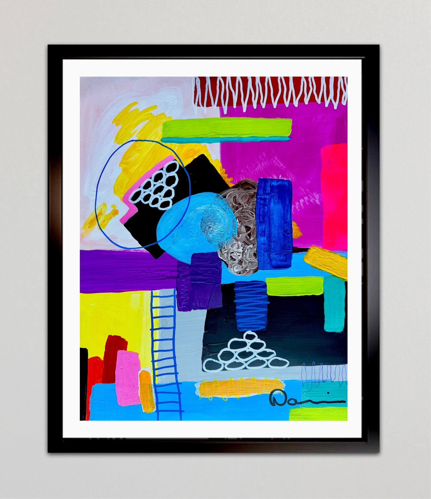 2-Featured Electric Playground (11x14) Gouache painting on Yasutomo art mineral paper