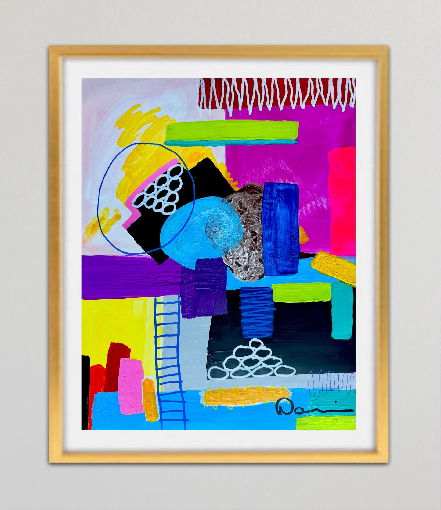 2-Featured Electric Playground (11x14) Gouache painting on Yasutomo art mineral paper