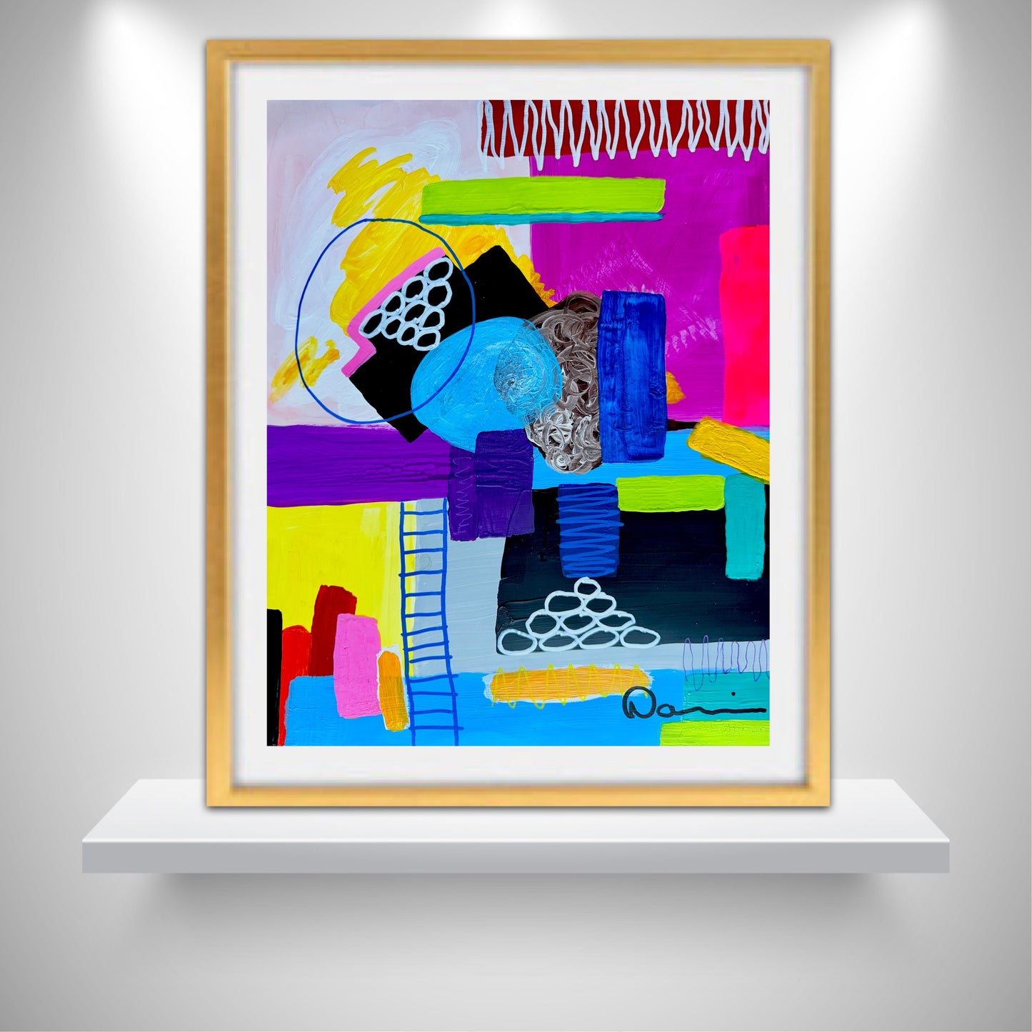 2-Featured Electric Playground (11x14) Gouache painting on Yasutomo art mineral paper