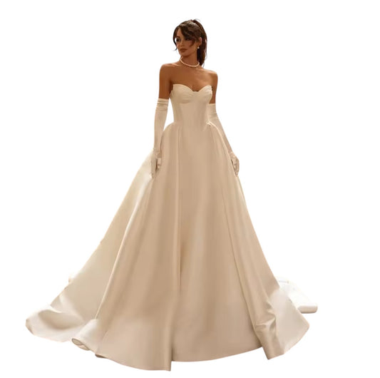 Custom Made: Handmade Designer A-Line Pleated Fairytale Wedding Gown With Train.