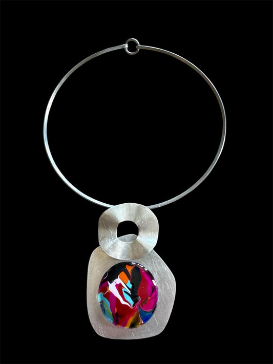 Wearable Art Statement Necklace - 3" long Pendant and 18" Chain