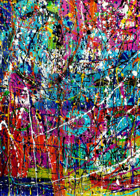 Fractured Pulse 22x30 - Original Hand-Painted Colorful Vibrant Abstract Signed Painting by Dani Wilson