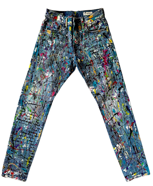 Wearable Art - Men's G-Star Hand Painted One Of a Kind Jeans (Size:28x32)