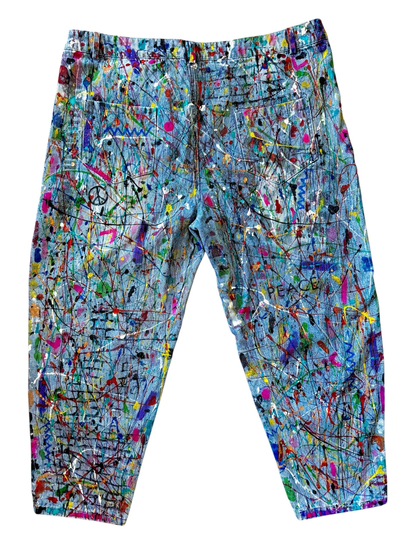 Graffiti Glam Jeans - Wearable Art - Hand Painted One Of a Kind Jeans (Size:16)