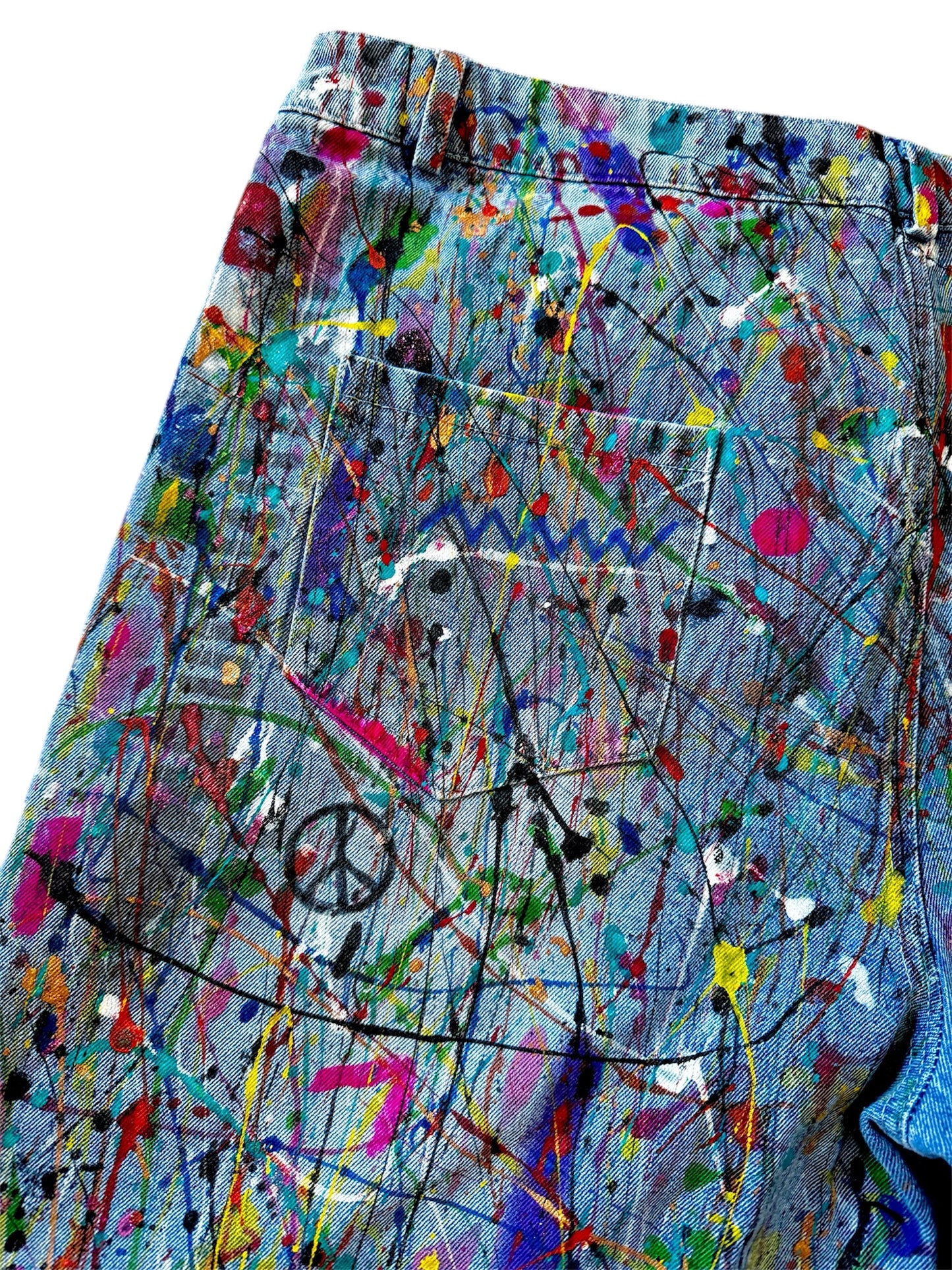 Graffiti Glam Jeans - Wearable Art - Hand Painted One Of a Kind Jeans (Size:16)