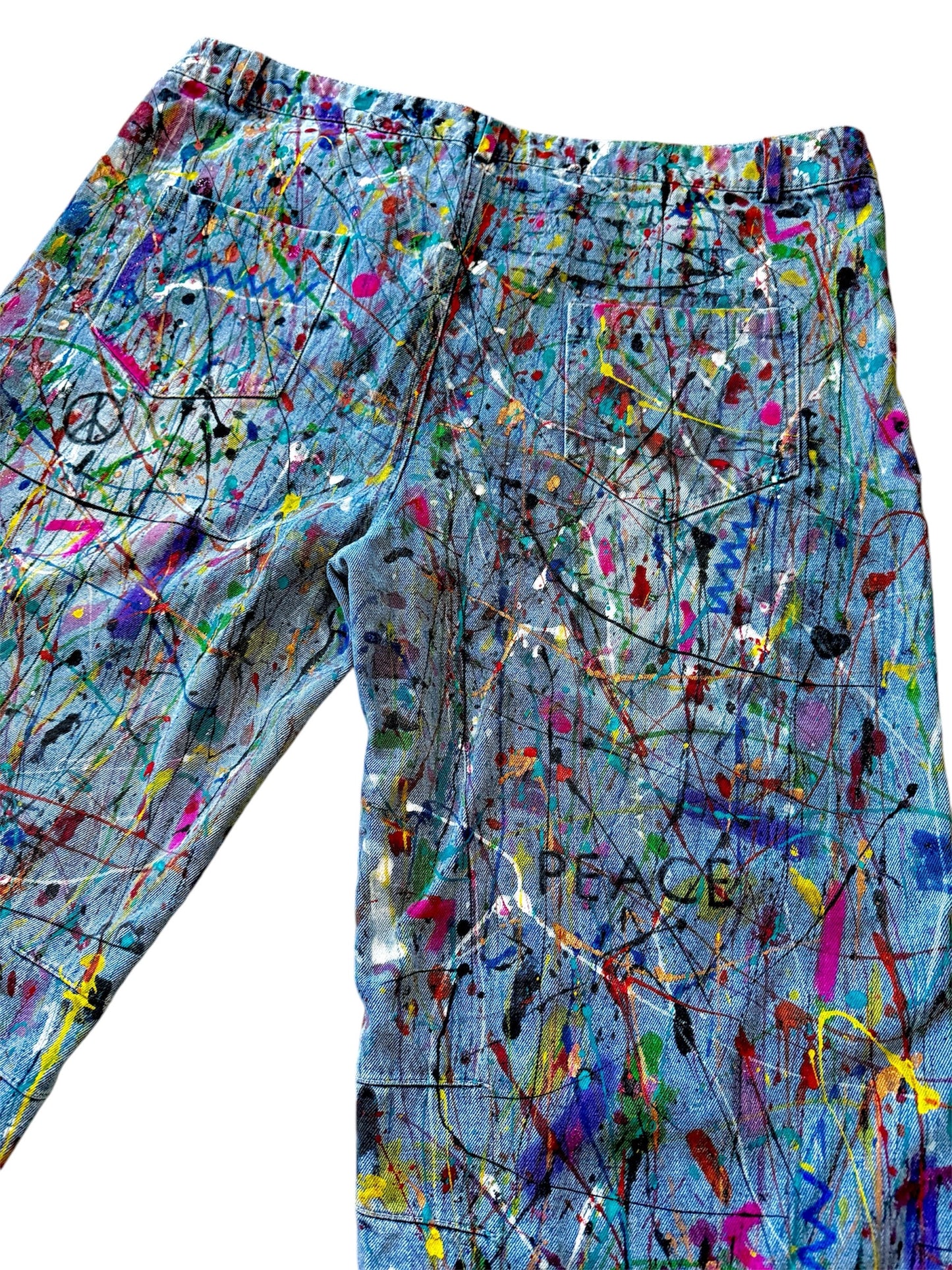 Graffiti Glam Jeans - Wearable Art - Hand Painted One Of a Kind Jeans (Size:16)