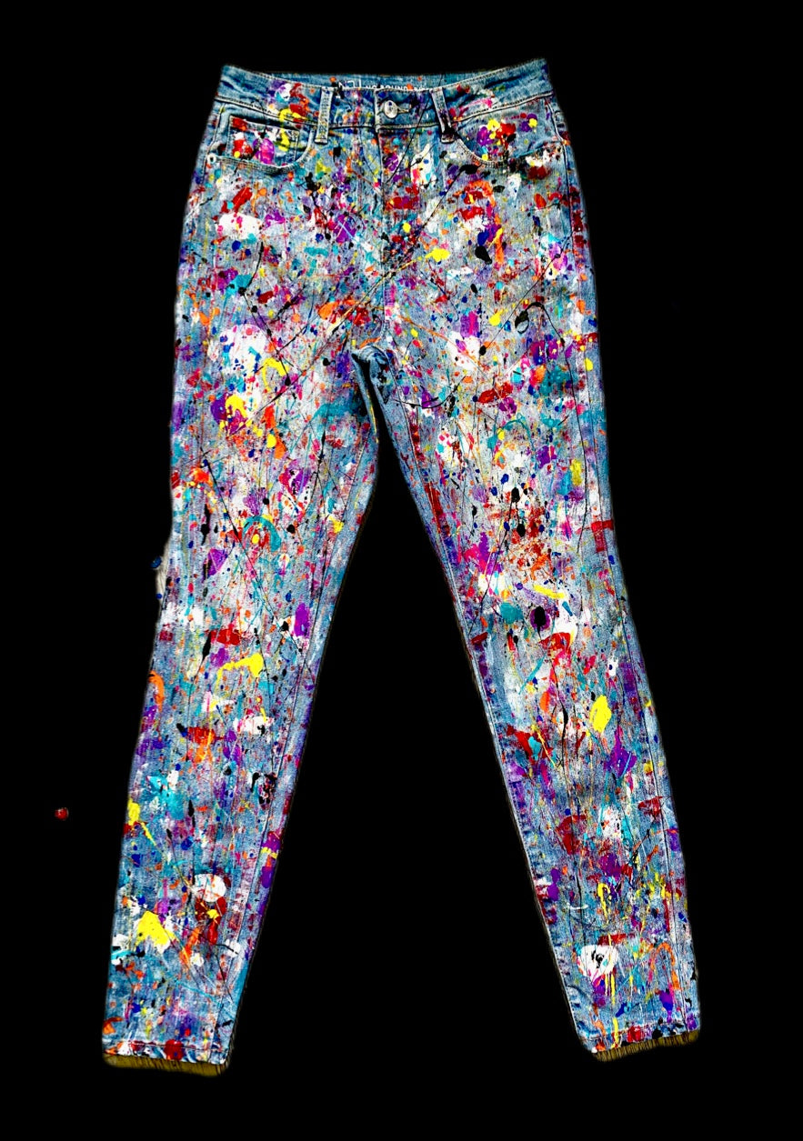 Wearable Art - Hand Painted Graffiti Jeans for Women by Dani Wilson (Size 4)