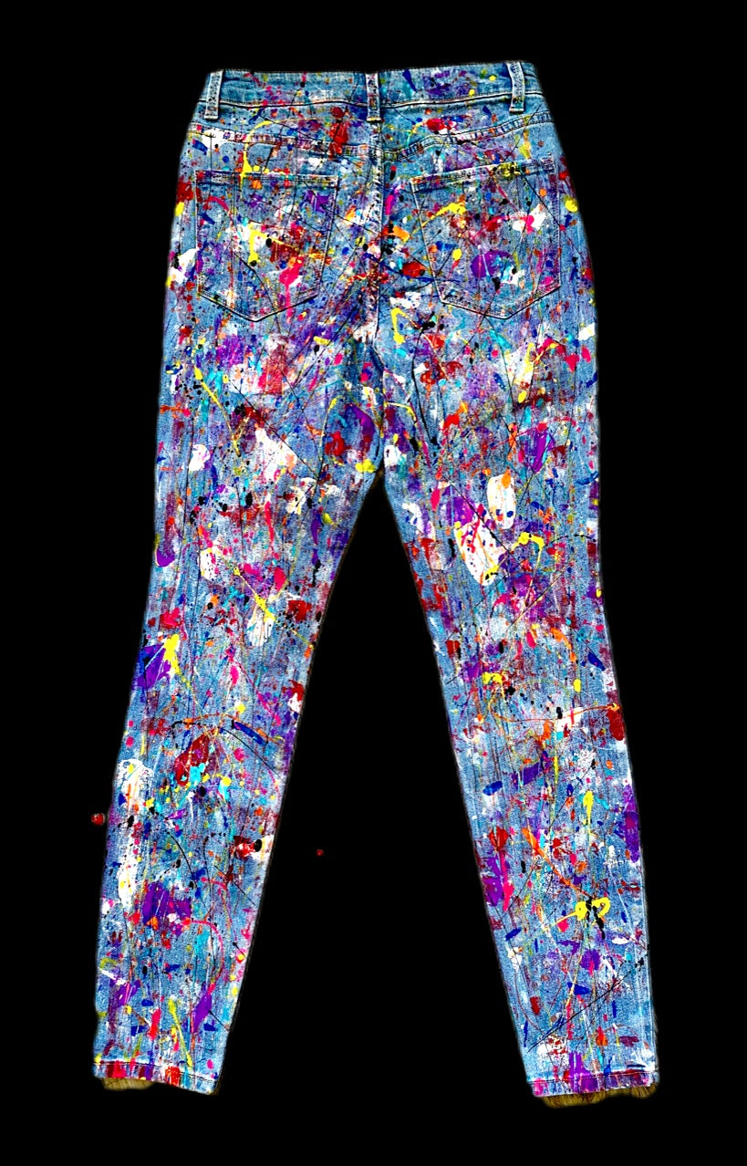 Wearable Art - Hand Painted Graffiti Jeans for Women by Dani Wilson (Size 4)