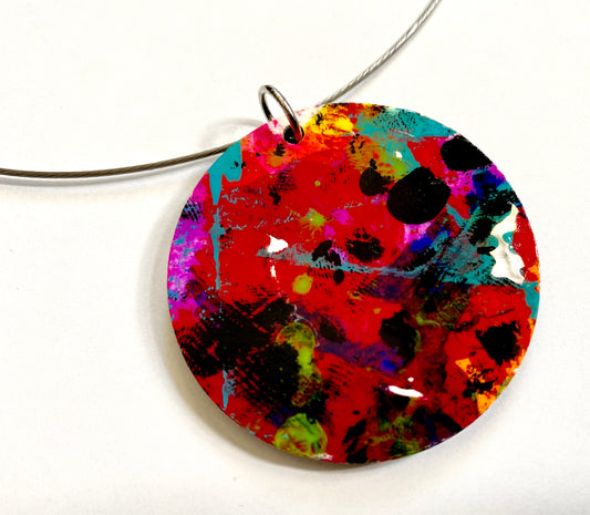 Hand Painted Wearable Art by Dani Wilson -2" Pendant Necklace (18" chain)