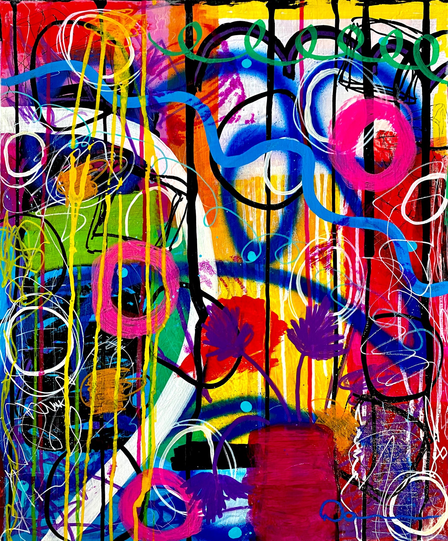 I Finally Bloomed (20x24) -Abstract Mixed media graffiti style canvas painting