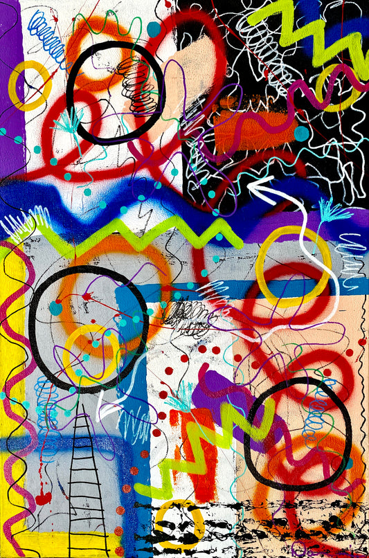 I’m So Freaking Confused (24x36) - Mixed media graffiti style abstract canvas painting