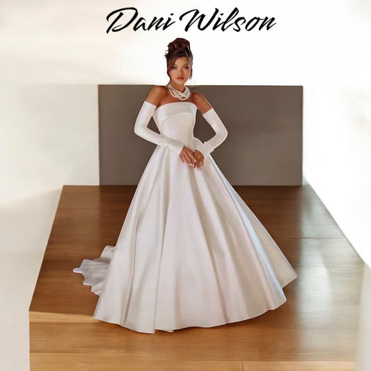 Custom Made: Absolute Elegance! Gorgeous Strapless A-Line Pleated Backless Ivory Bridal Prom Gown With Train