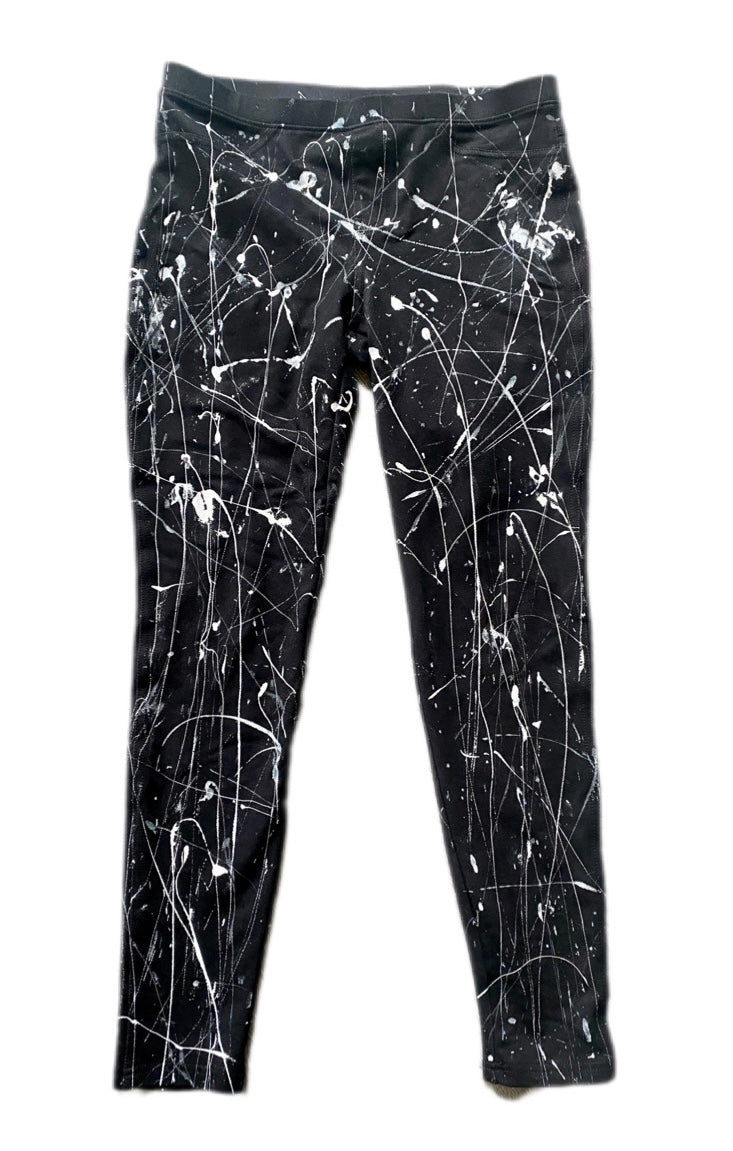 Wearable Art - Original One-of-a-kind Black Hand Painted Denim Jeggings (Medium)