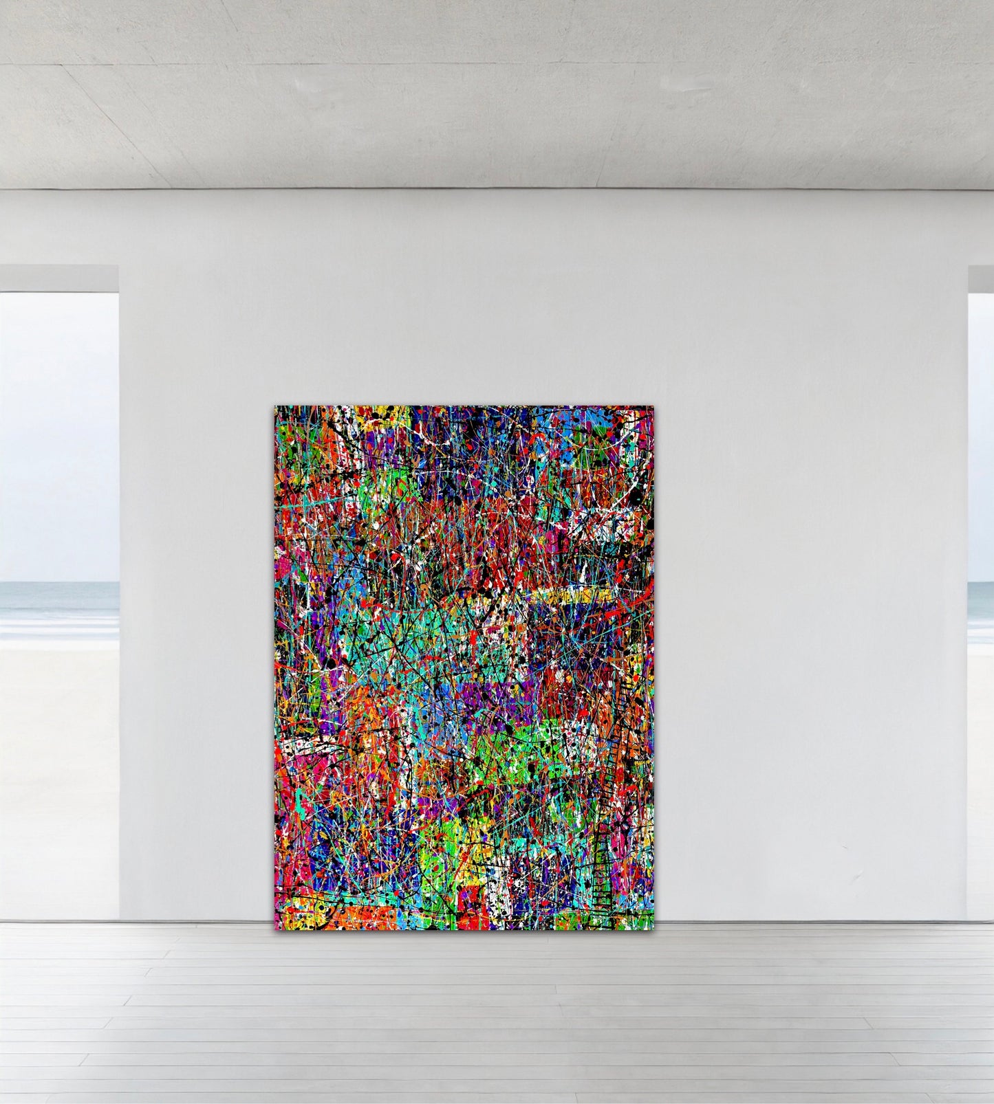 2-Featured - Ladder To Utopia (36x48)  Large abstract mixed media fine art canvas wall art painting