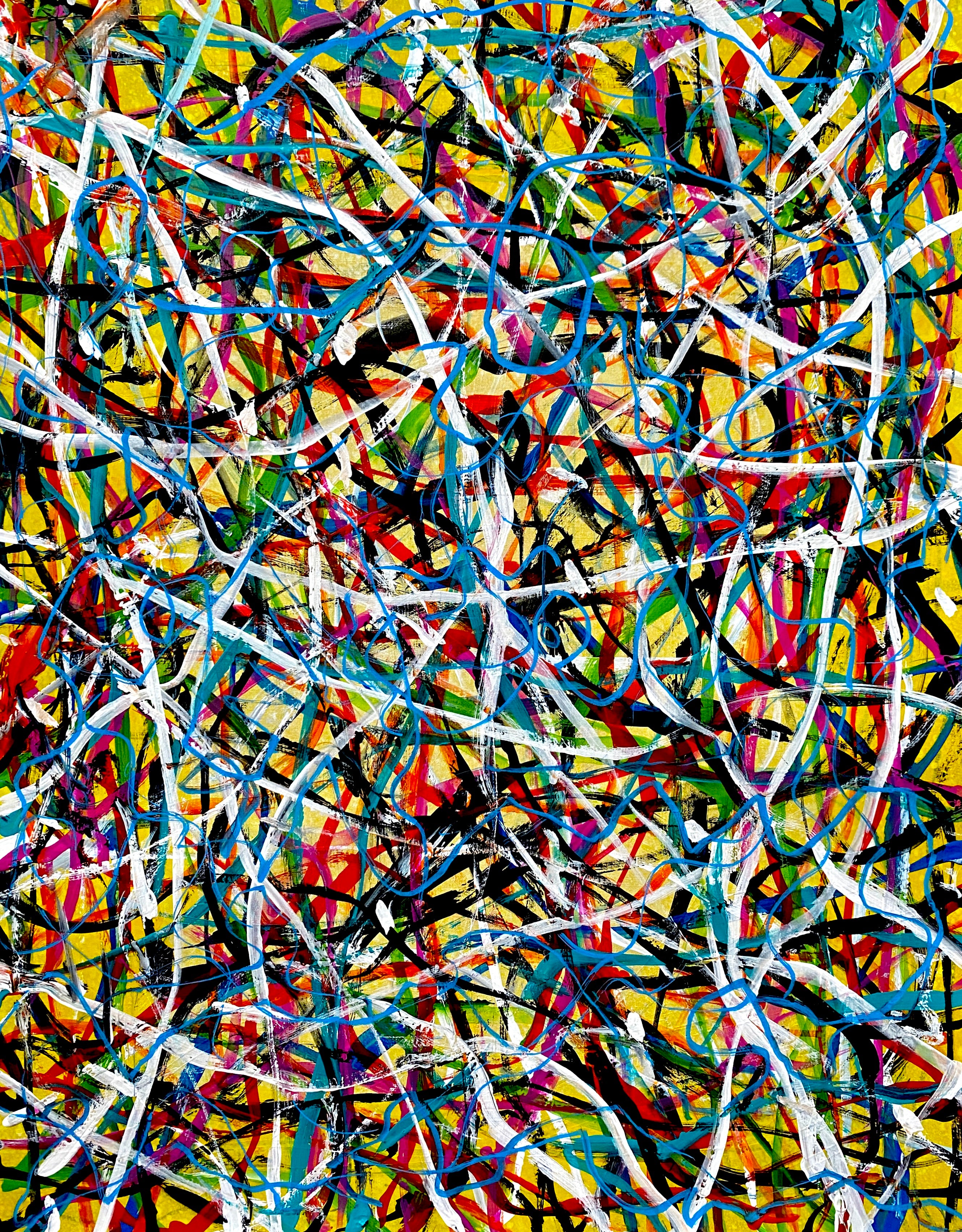 Painting Abstract Confusion Mass Confusion (11x14) - Abstract mixed media Yasutomo Art mineral pap ...
