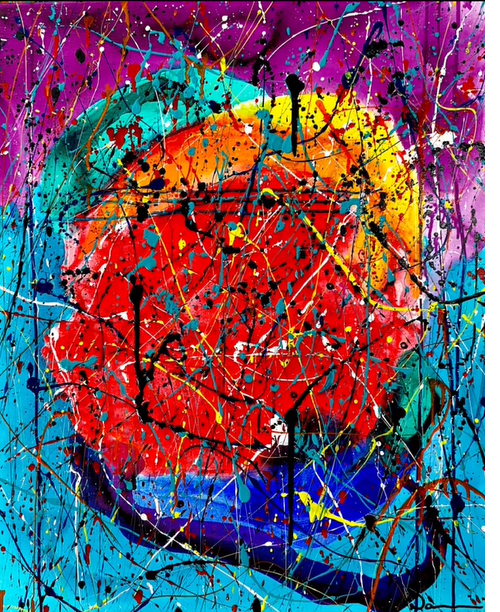 Mixed Painting (24x30) - Mixed media abstract spatter style canvas painting