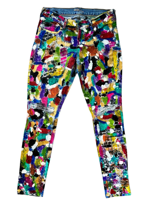Canvas in Motion - Wearable Art Hand-Painted Denim Jeans For Women (Size: 4)