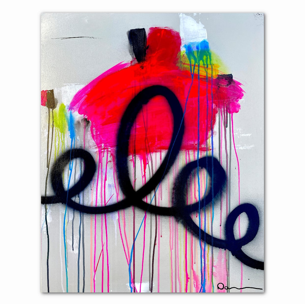 My Bleeding Heart (24x30) - Abstract mixed media graffiti style canvas painting