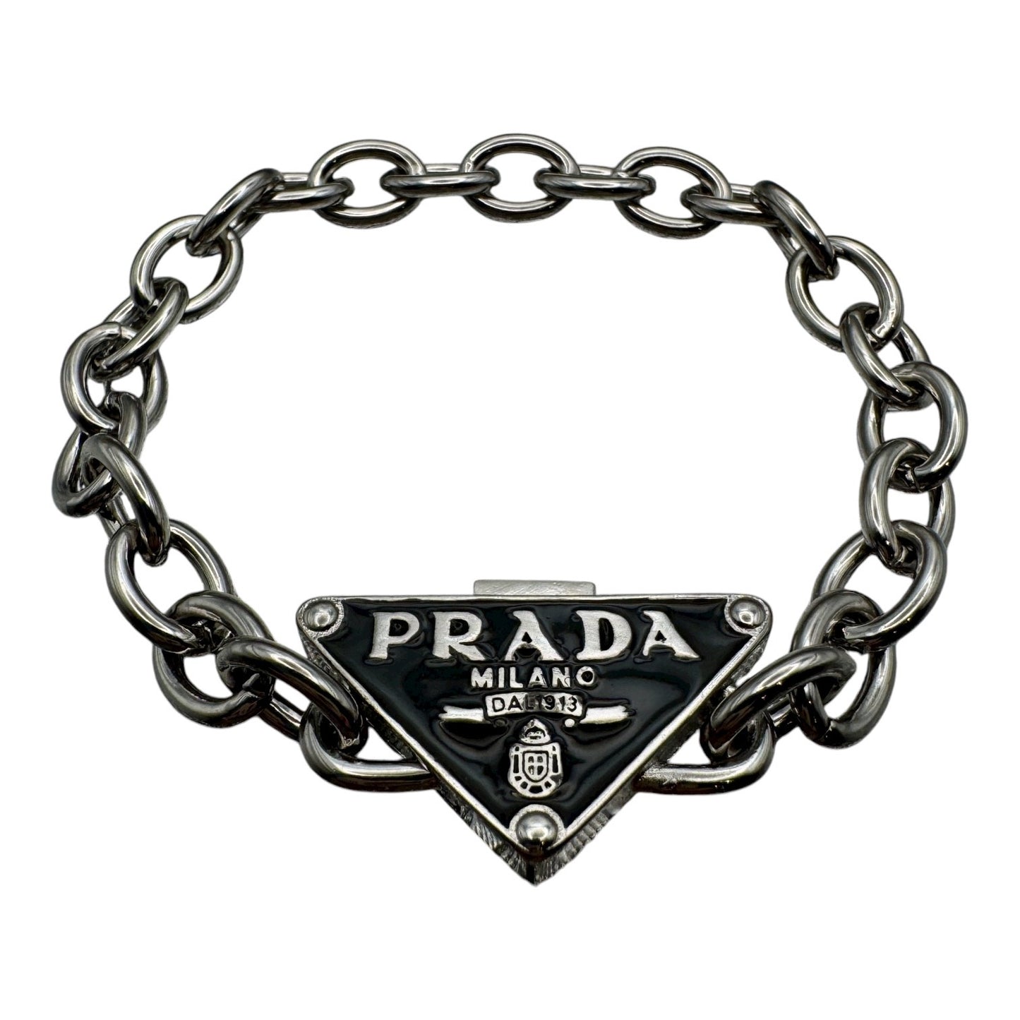 2-Featured - Prada Triangle Sliver Chain-link Bracelet (Size: 8")