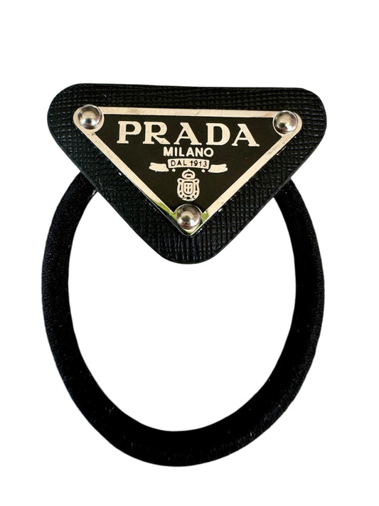 Repurposed Prada Triangle Logo Tag Hair Tie 