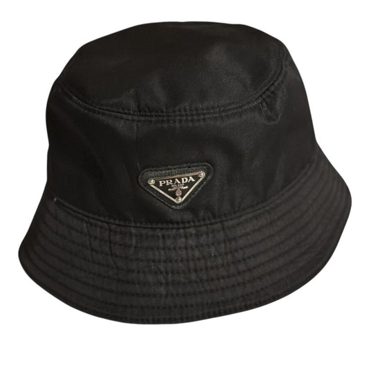 Repurposed Black Prada Nylon Bucket Hat (Medium)