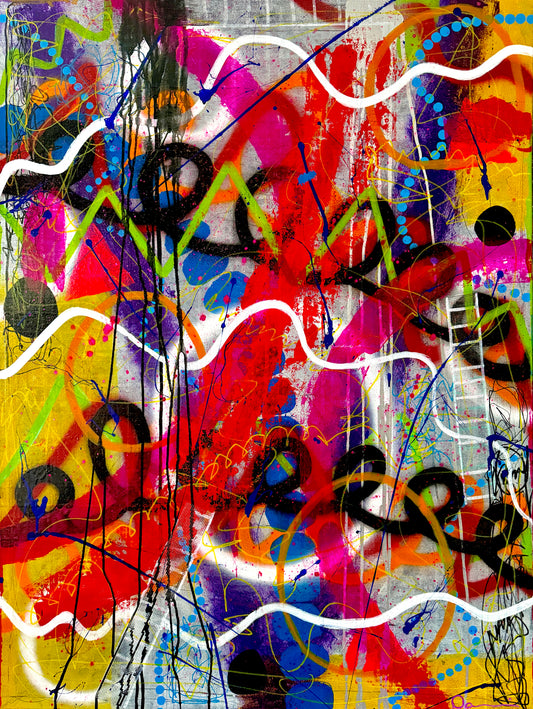 9-Featured - The Painted Muse (36x48) - Large original abstract mixed media graffiti style canvas wall art painting