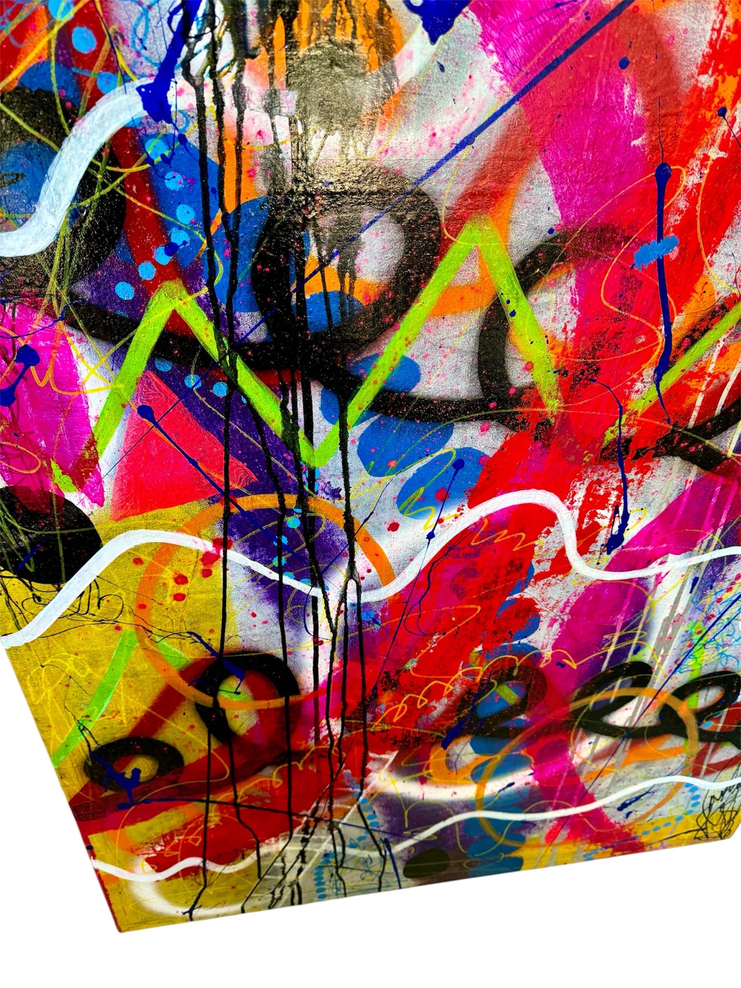 9-Featured - The Painted Muse (36x48) - Large original abstract mixed media graffiti style canvas wall art painting