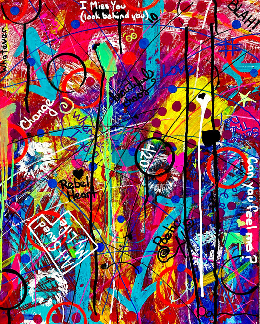 Poetic Justice (16x20) - Mixed media abstract graffiti style canvas painting